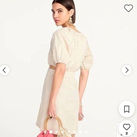 J Crew Puff Sleeve Side Cut-out Mini Dress in Lightweight Chino - Picture 3 of 10